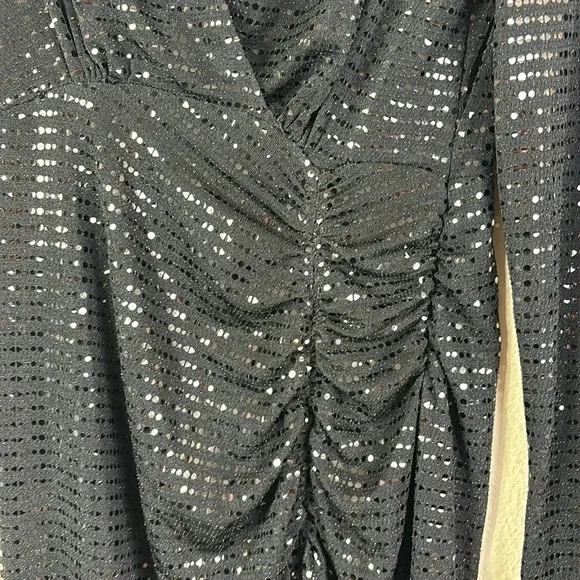 NWT Zara Draped Sparkly Black Dress Long Sleeve size Medium - Picture 8 of 16